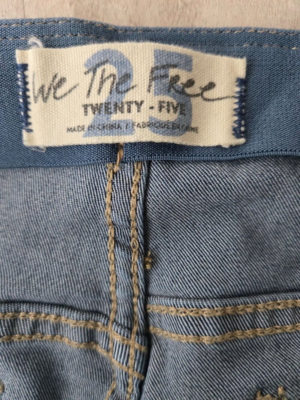 Free People Flare Jean 25 High Rise Blue Denim Stretch Pull On Bell Bottom Boho - Picture 7 of 8